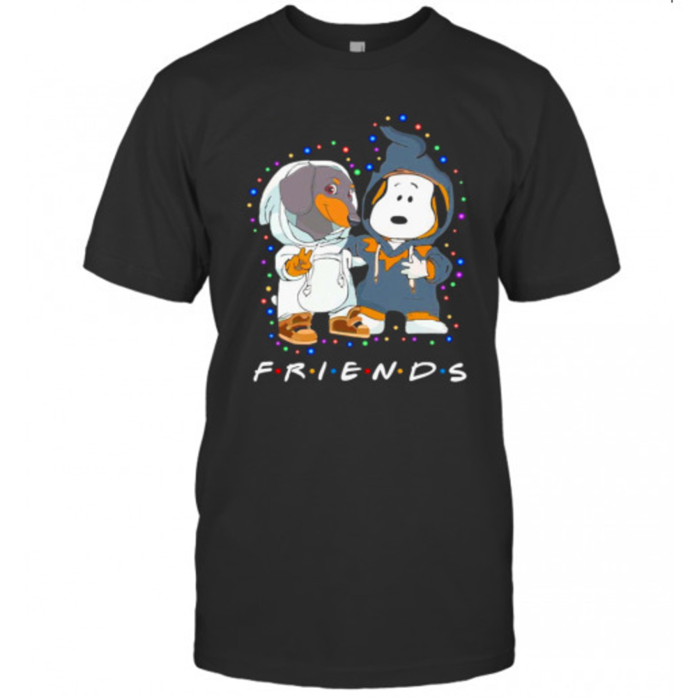 Dachshund And Snoopy Christmas Lights Cute Holiday Graphic T-Shirt